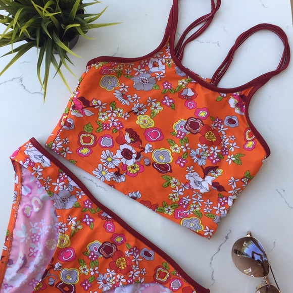 Patagonia Other - Patagonia }{ Orange Floral Crop Bikini Set